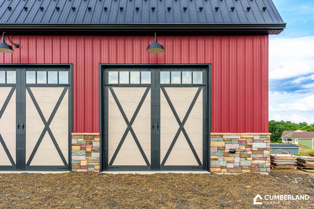 ABM Textured Black Roof - Colonial Red Walls - 48" Cupolas