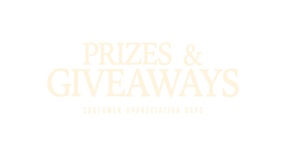Logo reading Prizes & Giveaways in bold cream letters on a black background (brand logo).